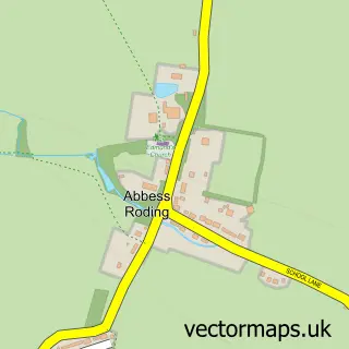 Street map sample of Abbess Roding, Essex