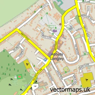 Street map sample of Abbots Langley, Hertfordshire