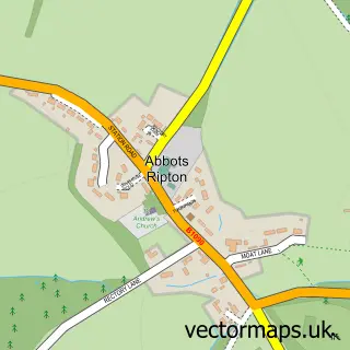 Street map sample of Abbots Ripton, Cambridgeshire