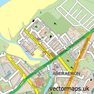 Street map sample of Aberaeron, Dyfed