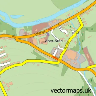 Street map sample of Aber-Arad, Dyfed