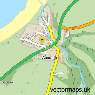 Street map sample of Aberarth, Dyfed