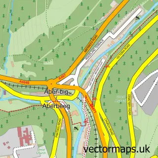 Street map sample of Aberbeeg, Gwent