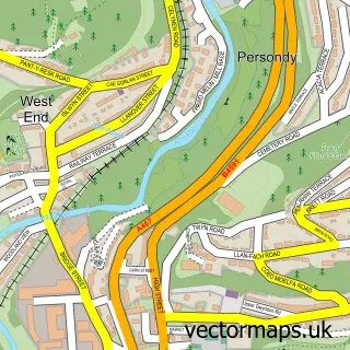 Street map sample of Abercarn, Gwent