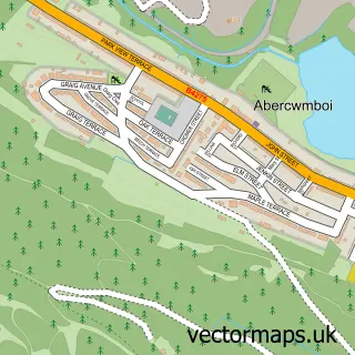 Street map sample of Abercwmboi, Mid Glamorgan