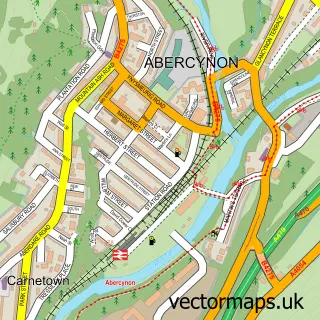 Street map sample of Abercynon, Mid Glamorgan