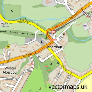 Street map sample of Aberdour, Fife