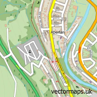 Street map sample of Aberfan, Mid Glamorgan