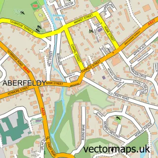 Street map sample of Aberfeldy, Perth and Kinross