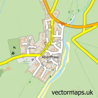Street map sample of Aberffraw, Gwynedd