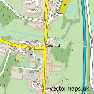 Street map sample of Aberford, West Yorkshire