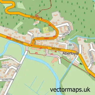 Street map sample of Aberfoyle, Stirling and Falkirk