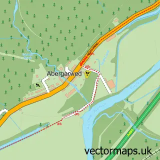 Street map sample of Abergarwed, West Glamorgan