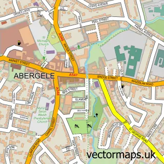 Street map sample of Abergele, Clwyd