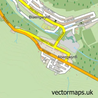 Street map sample of Abergwynfi, West Glamorgan