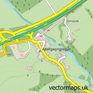 Street map sample of Abergwyngregyn, Gwynedd