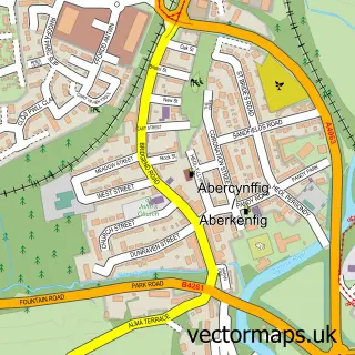 Street map sample of Aberkenfig, Mid Glamorgan