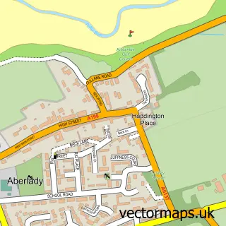 Street map sample of Aberlady, East Lothian
