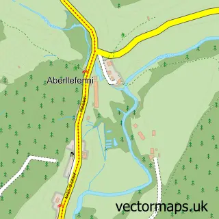 Street map sample of Aberllefenni, Gwynedd
