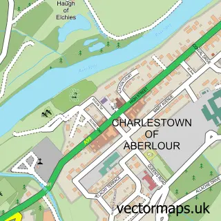 Street map sample of Aberlour, Banffshire