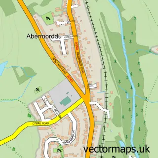 Street map sample of Abermorddu, Clwyd