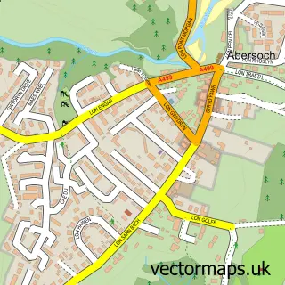 Street map sample of Abersoch, Gwynedd