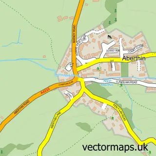 Street map sample of Aberthin, South Glamorgan