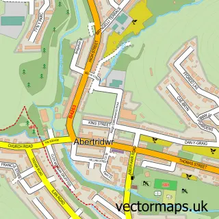 Street map sample of Abertridwr, Gwent