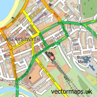 Street map sample of Aberystwyth, Dyfed
