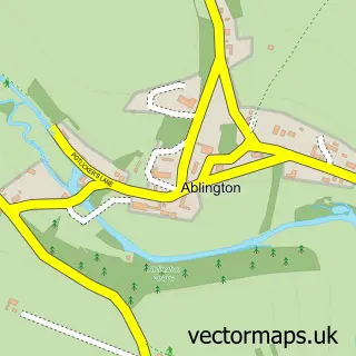 Street map sample of Ablington, Gloucestershire