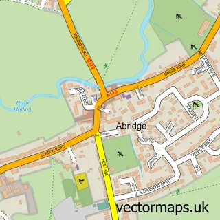 Street map sample of Abridge, Essex