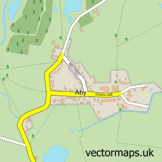 Street map sample of Aby, Lincolnshire