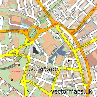 Street map sample of Accrington, Lancashire