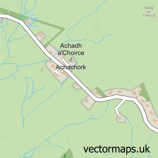 Street map sample of Achadh a' Choirce, Ross and Cromarty