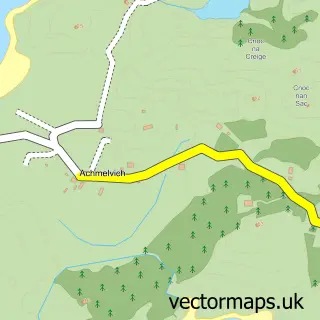 Street map sample of Achmelvich, Sutherland