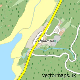 Street map sample of Achnamara, Argyll and Bute