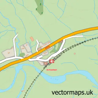 Street map sample of Achnasheen, Ross and Cromarty