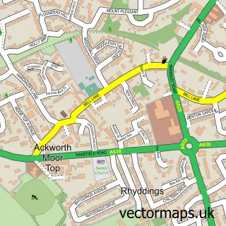 Street map sample of Ackworth Moor Top, West Yorkshire
