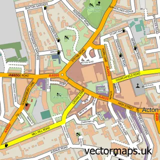 Street map sample of Acton, Greater London