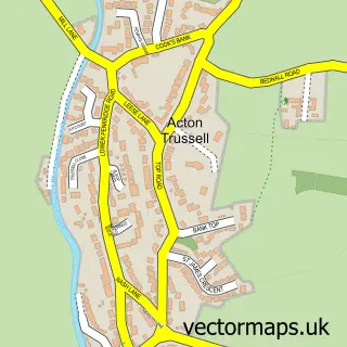 Street map sample of Acton Trussell, Staffordshire