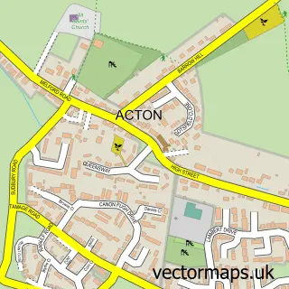 Street map sample of Acton, Suffolk