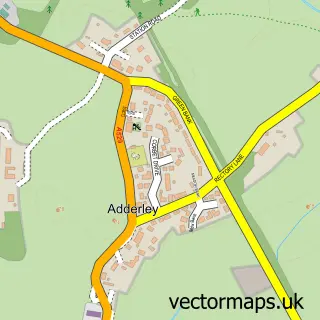 Street map sample of Adderley, Shropshire