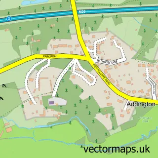 Street map sample of Addington, Kent
