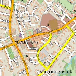 Street map sample of Addlestone, Surrey