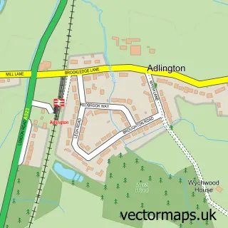 Street map sample of Adlington, Cheshire