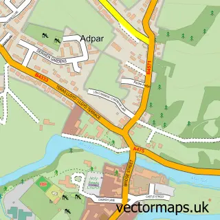 Street map sample of Adpar, Dyfed