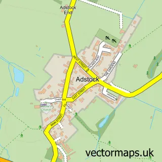 Street map sample of Adstock, Buckinghamshire