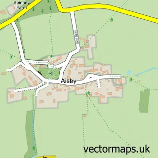Street map sample of Aisby, Lincolnshire