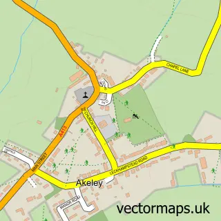 Street map sample of Akeley, Buckinghamshire