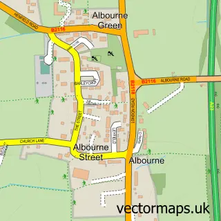 Street map sample of Albourne, West Sussex